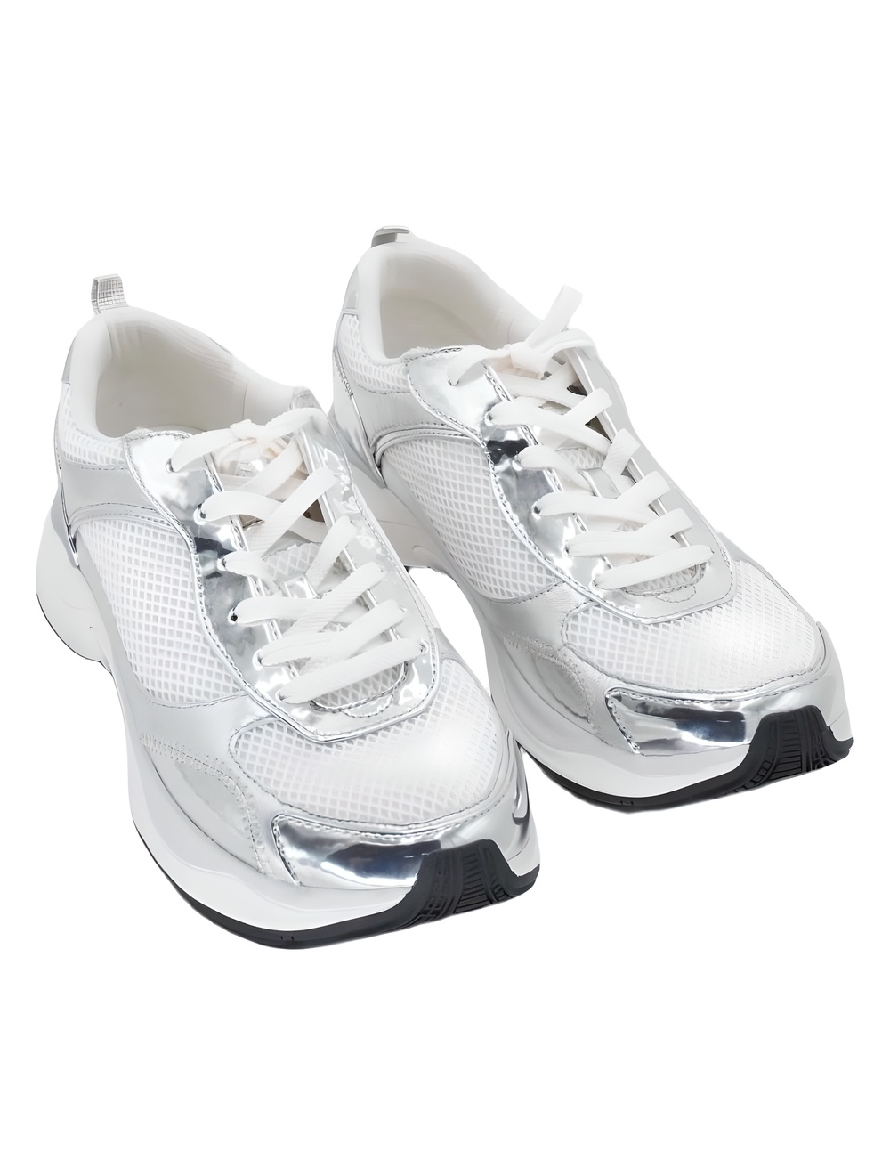 Naturalizer Womens Zoie White Mesh Silver Metallic Sneakers Size 9.5W